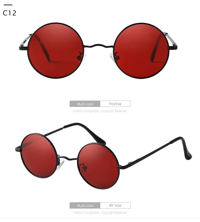 Trendy Round Polarized Sunglasses High Quality Brand Design Vintage Party Men Circle Small Frame Women Yellow Shades Sun Glasses