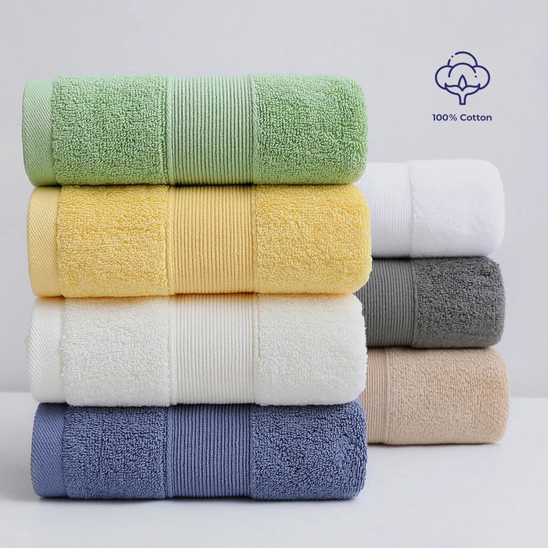 Battilo Cotton Bath Towel Soft Absorbent Face Hand Towels Luxury Hotel Spa Bathroom Towel Solid Beach Towel 2Pcs Bath Towel Set