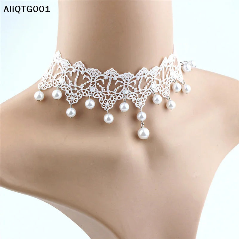 Creative Trendy Lace Pearl Necklace Romantic Jewelry Accessory for Women