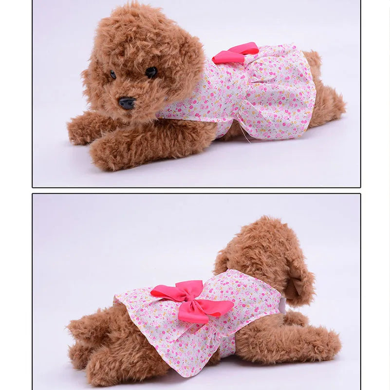 Pet Clothing Floral Print Dog Dress Summer Flower Pattern Pinafore Dress for Puppy Teddy