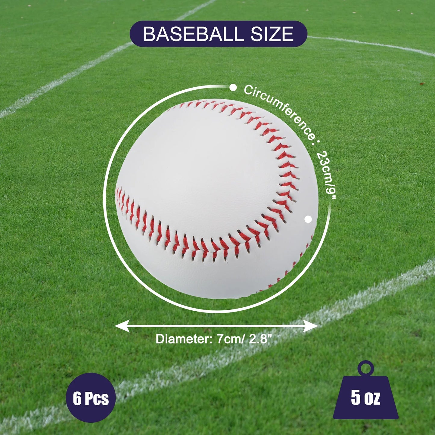 3/6/12pcs Baseball Hard Baseballs Bulk Standard Size Adult Leather Practice Training Baseball Unmarked Baseballs for Pitching 9"