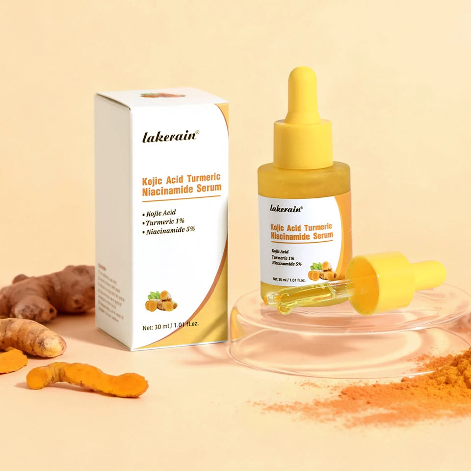Kojic Acid Turmeric Niacinamide Serum Brighten Skin Tone Soothe Skin Deep Moisturizing Precise Dropper Design Facial Care