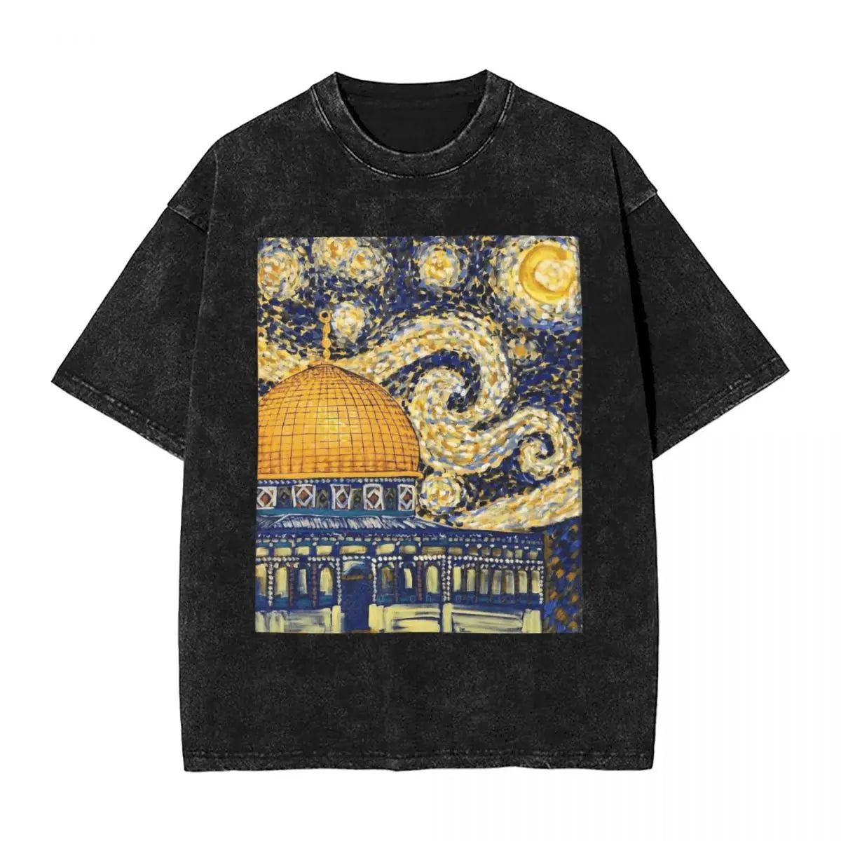 Palestinian Starry Night In Palestine T-Shirt Summer Streetwear T-Shirts Cotton Tee Shirt For Men Short-Sleeve Design Clothes
