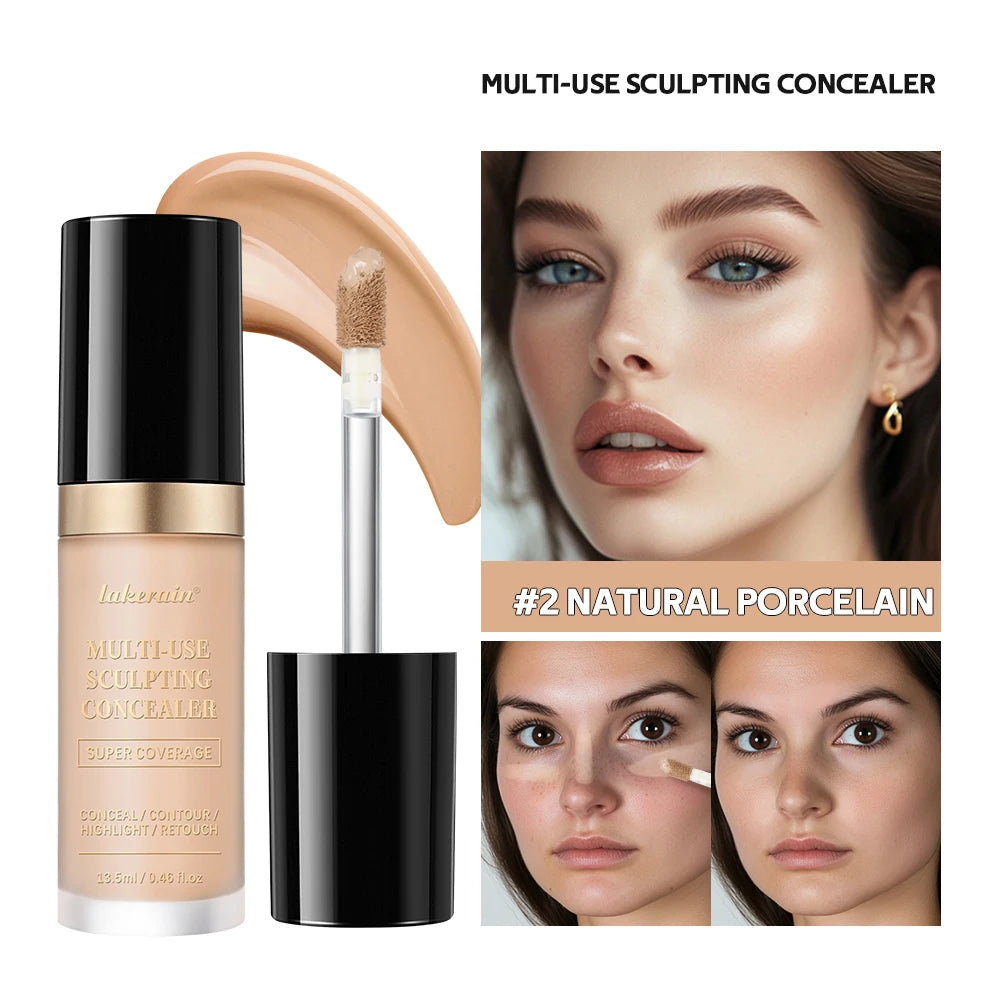 Lakerain Multi-purpose Concealer For Face Covers Freckles Even Skin Tone Moisturizing Long-lasting Sculpting Liquid Concealer