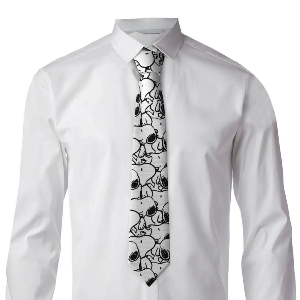 Snoopys & Woodstock Smile Giggle Laugh Neckties Silk 8 cm Neck Tie for Mens Shirt Accessories Cravat Wedding Accessories Office