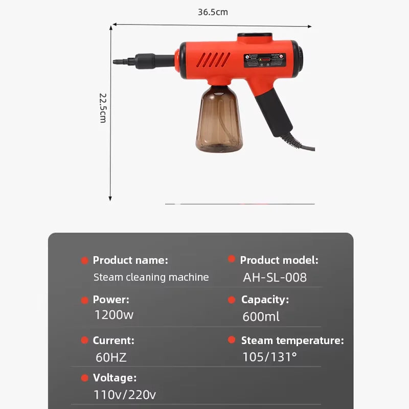 Handheld Steam Cleaner High-Pressure and High-Temperature Sterilization 1200W Household Air Conditioner Kitchen Hood Washer Gun