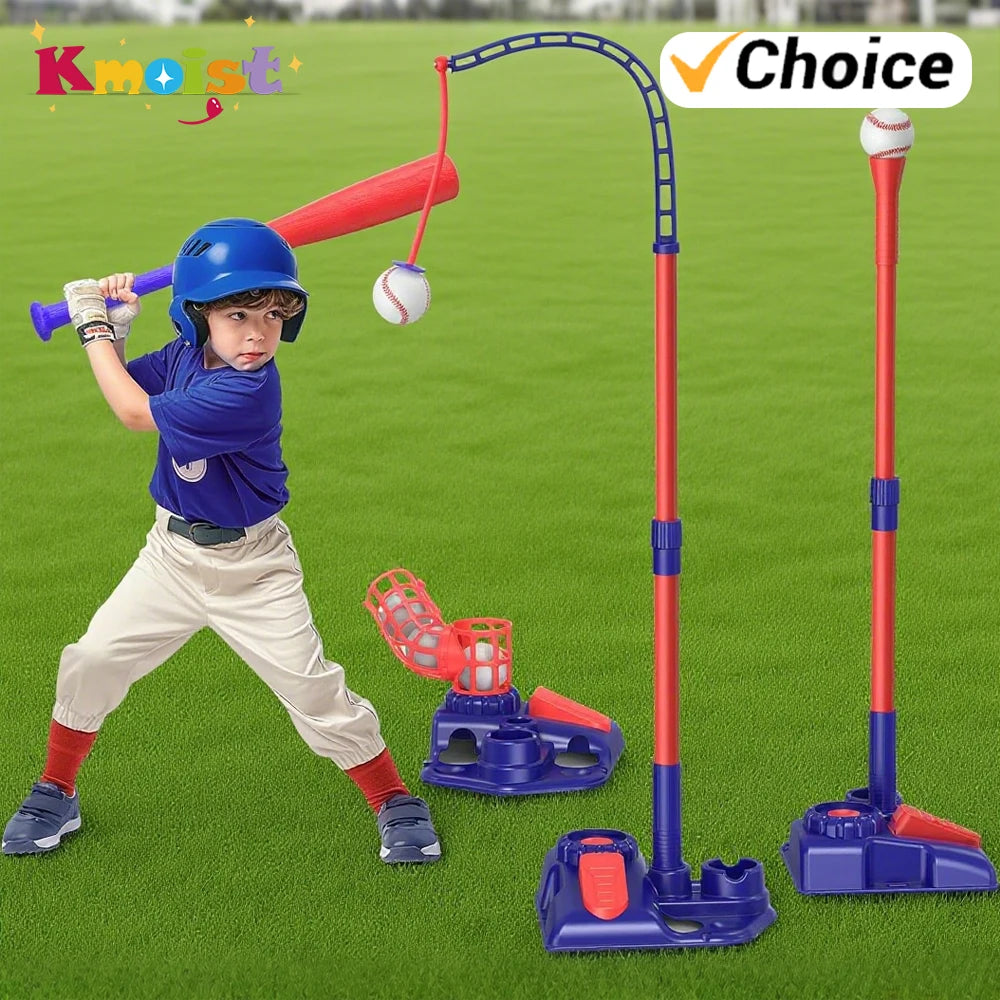 Baseall Set for Kids Indoor Outdoor Sport Toy 3-in-1 Baseball Set with Pitching Machine Adjustable Teeball Batting Toys for Boys