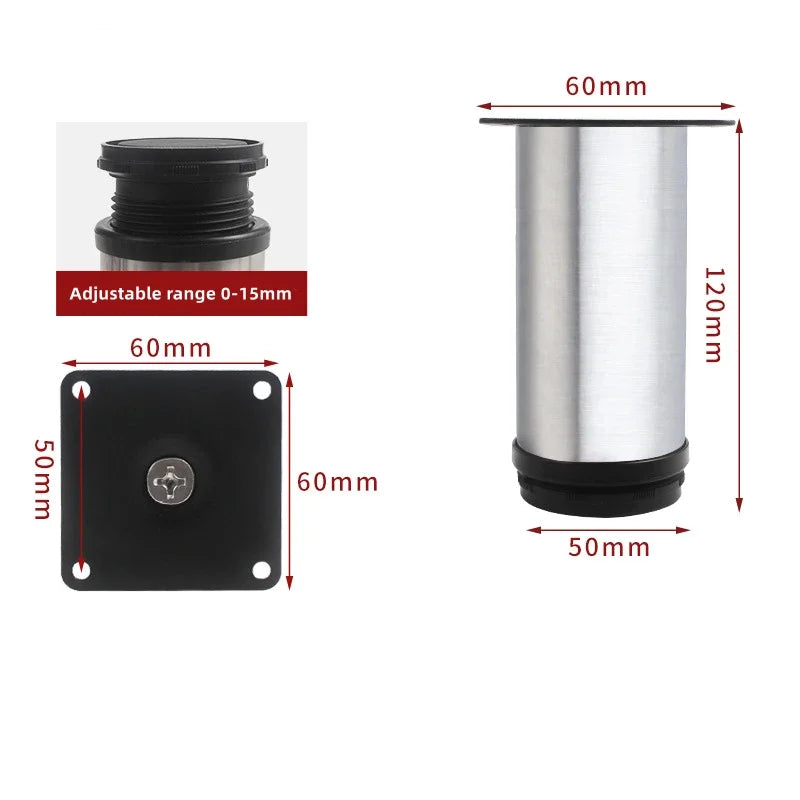 4Pcs 50mm-300mm Furniture Adjustable Cabinet Legs Stainless Steel Furniture Legs Cabinet Table Sofa Bed Feet Furniture Legs Feet