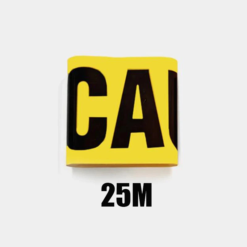 25/100m Letter Caution Ribbon Yellow Black Warning Tapes for Halloween Decoration Outdoor Construction Birthday Party Supplies