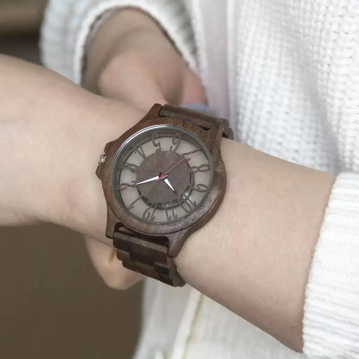 Wooden Watches for Men Handmade  Engraved Wood Watch Analog Quartz Men's Wooden Watch