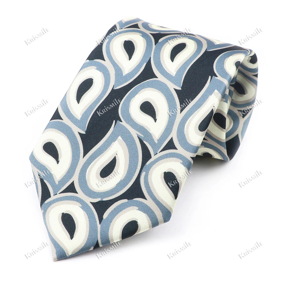New Design Bohemian Style Necktie For Men Silk Touch Soft Blue Red Yellow Necktie Fit Wedding Party Business Office Accessory
