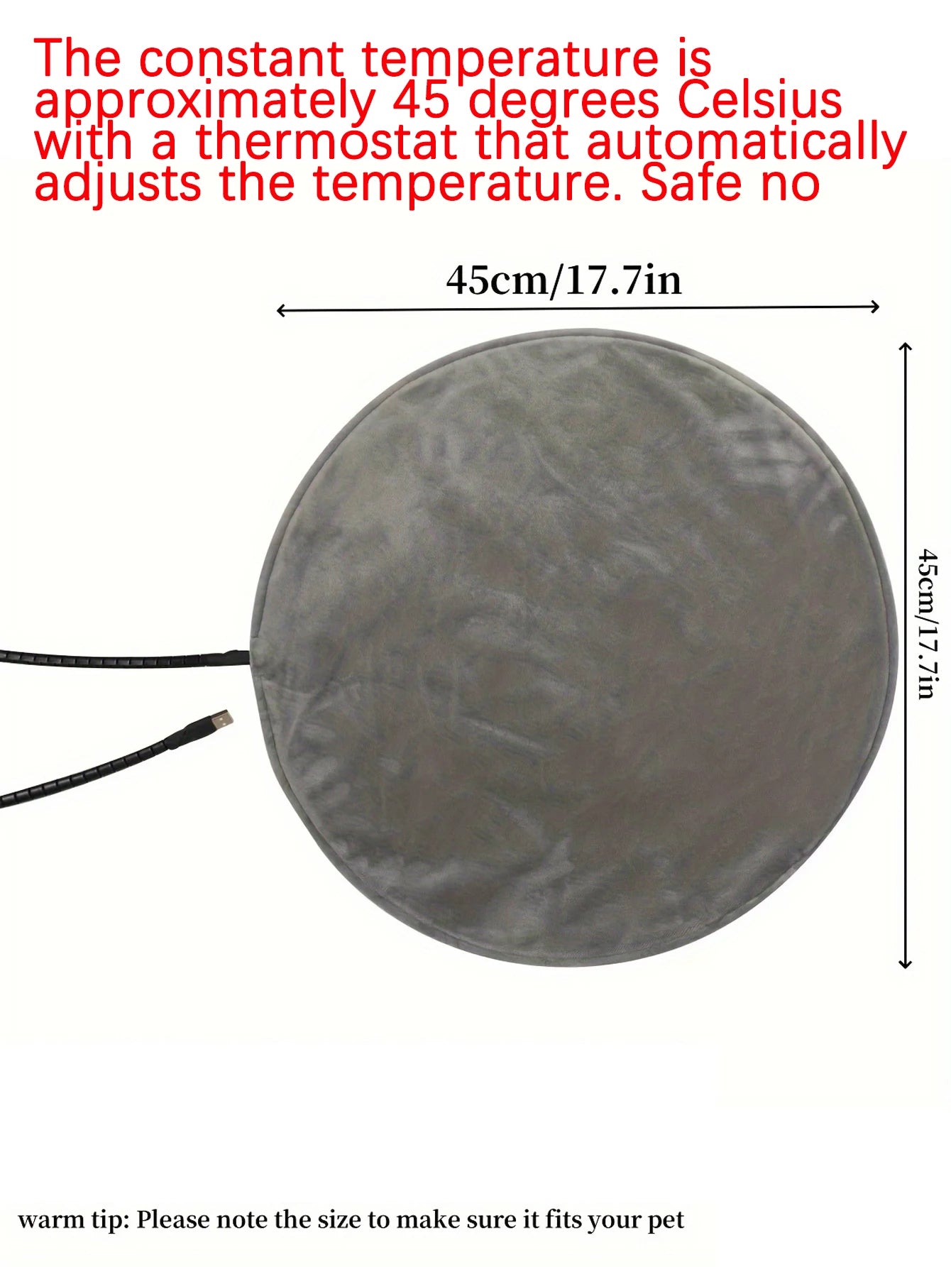 Pet Heating Pad Electric Heated Pad for Dog & Cat Mat Waterproof Heated Bed with Chew Resistant Cord Comfortable Heater Blanket