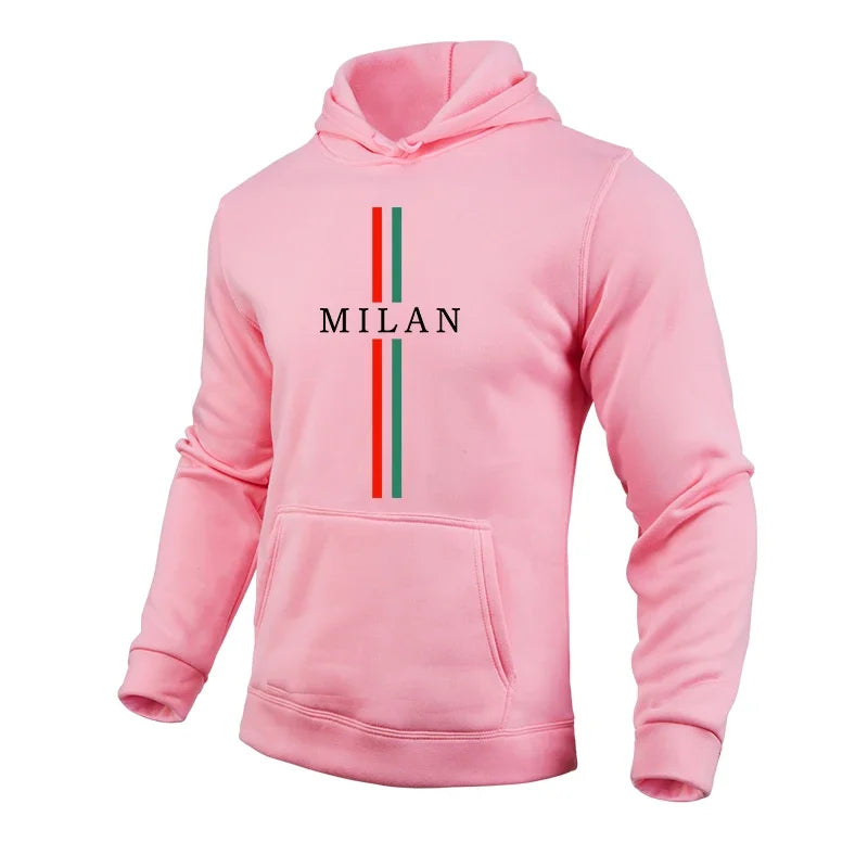 Milan Fashion Men's Hoodies High Quality Hooded Long Sleeved Pullover Male All Season Daily Casual Sports Fitness Sweatshirts