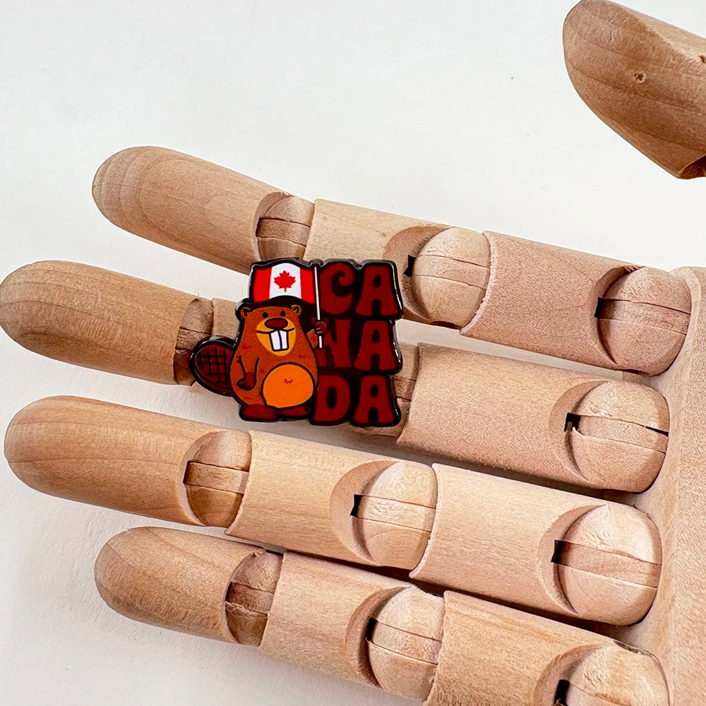Canadian Beaver Canada Day Maple Leaf Flag Enamel Pin Cute Animal Lapel Brooch Badge Backpack Hat Clothing Accessories Jewelry