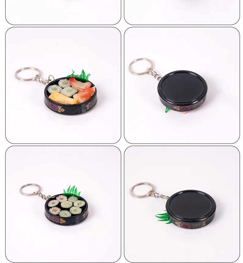 Simulation Food Keychain Pendant Funny Gift Lunch Box Sashimi Toys Party Couple Car Bag Key Rings