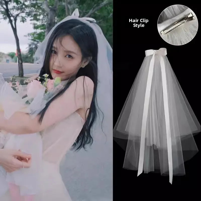 Wedding Veil Bridal Headwear Engagement Proposal Simple Elegant Soft Tulle Headpiece for Bride Ceremony Registration