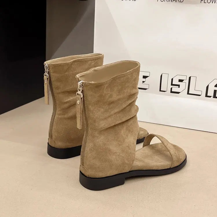 2025 Female Low Heel Footwear Gladiator Sandals Shoes For Women Zippers Fashion Open Toe Ladies Sandals Ankle Booties Shoe Pumps