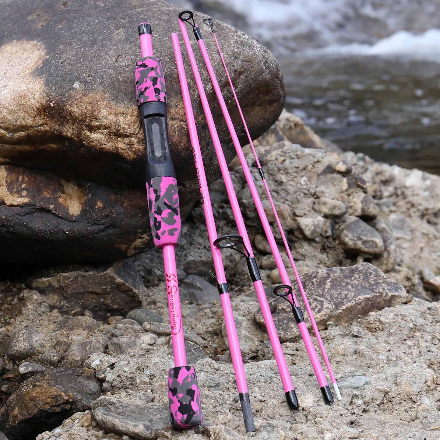 Sougayilang 5 Section Spinning Casting Fishing Rod 1.8M Ultralight Weight Carbon Fiber Poles for Travel Freshwater Fishing Pesca
