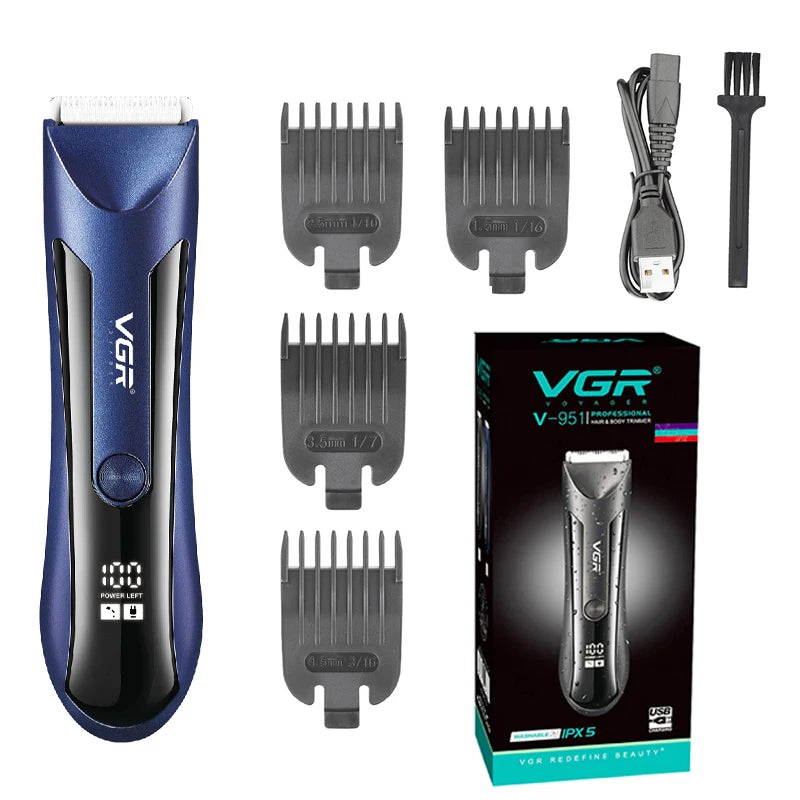 VGR Groin Body Pubic Hair Trimmer For Men&Women Electric Beard Clipper Ball Shaver Groomer Rechargeable，Ceramic Blade，Wet Dry