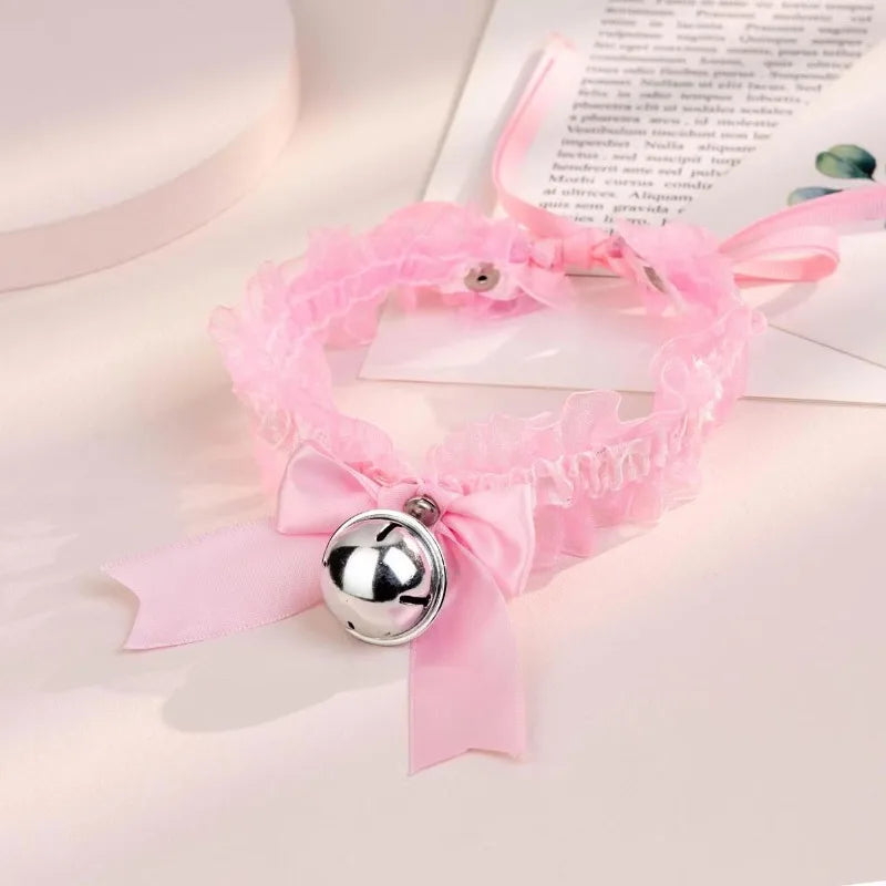 Japanese Bow Lace Lace Bell Necklace Choker Collarbone Neck Accessory Sexy Sweet Soft Girl Neck Strap Cos Maid Collar