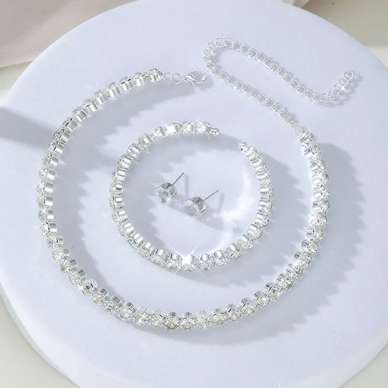 4 Pieces of Women's Fashionable and Minimalist Necklaces with Earrings, Bracelets, Jewelry Sets, Banquet and Party Accessories