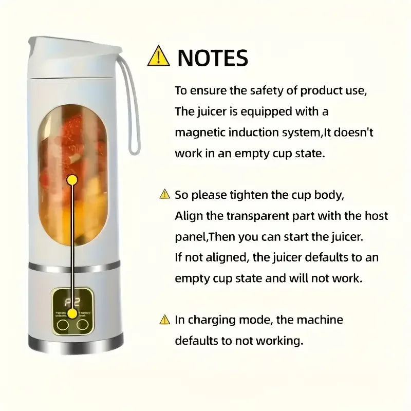 Compact Portable USB-Rechargeable Blender & Juicer 10.14oz Easy Clean for Smoothies Shakes Fresh Fruit Drinks