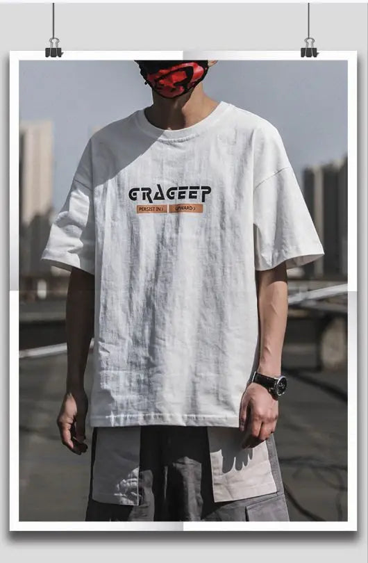 Pure Cotton New Printed T-shirt for Men Short-sleeved Trendy Brand Trendy Half-sleeved Loose Couple T-shirt Original Retro