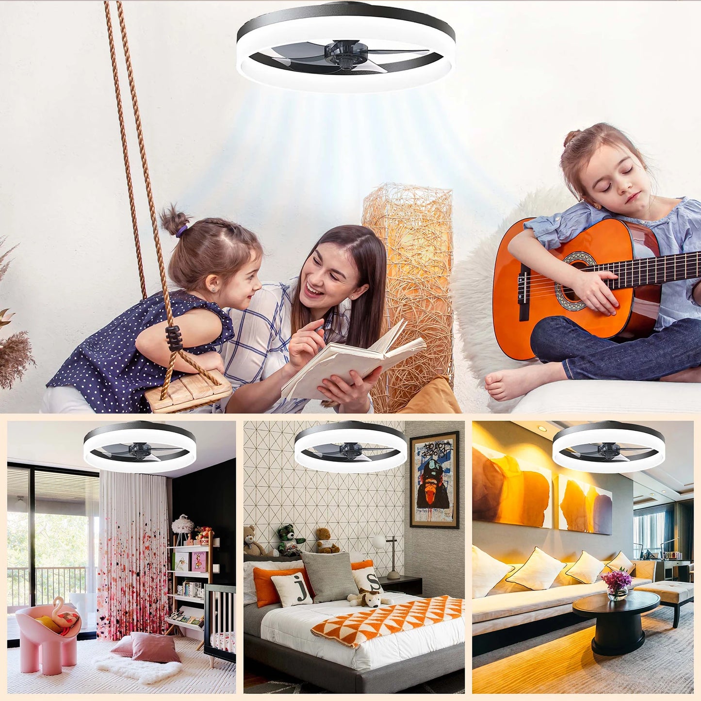 Ceiling fan with light Modern Dimmable Remote Control Ceiling Fans Living Room AC Variable Frequency Fan Ceiling Lamp