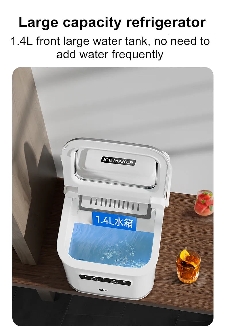 Ice Maker 15KG Automatic Household Mini Ice Cube Machine, Portable Intelligent Quiet Ice Maker for Home Dormitory Outdoor Use