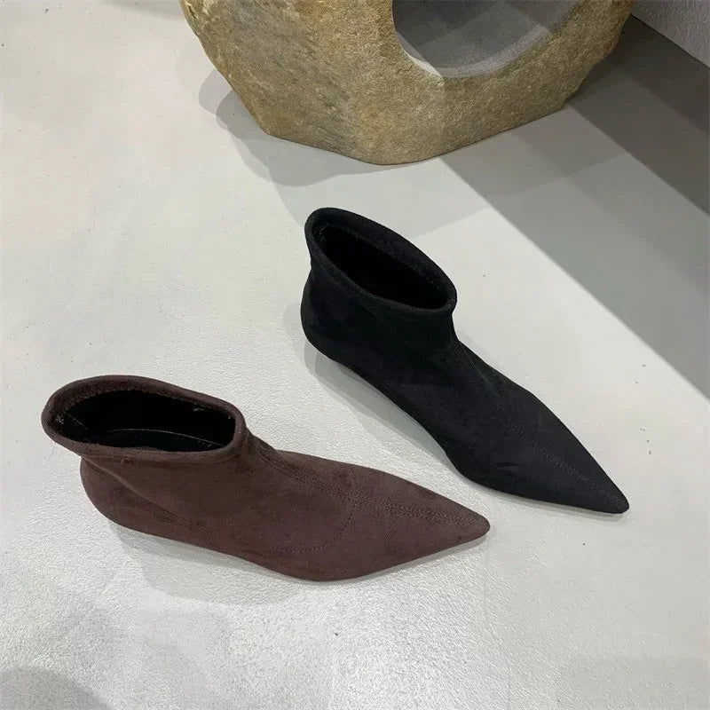 Shoes for Women 2026 High Quality Elegant Ankle Women's Boots Fashion Back Zipper Solid Office and Career Sexy Pointed Toe Boots