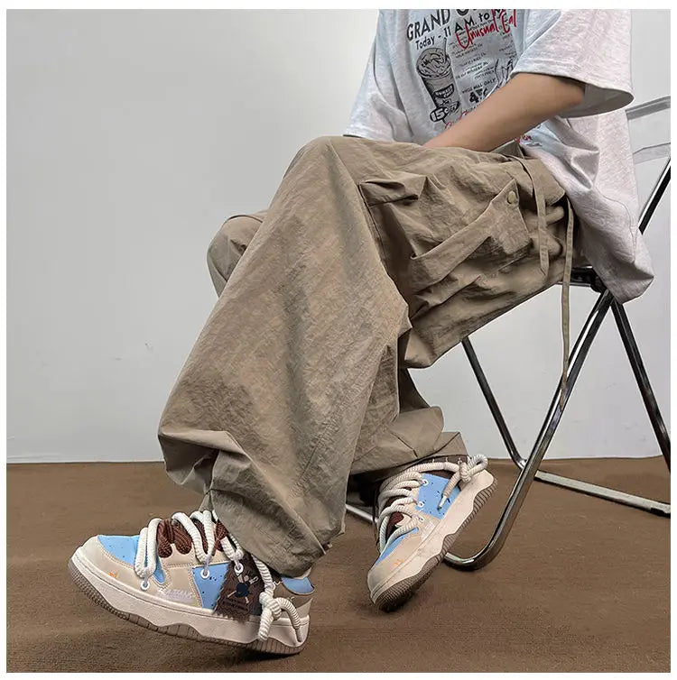American Workwear Pants Men Summer New Thin Trendy Loose Straight Casual