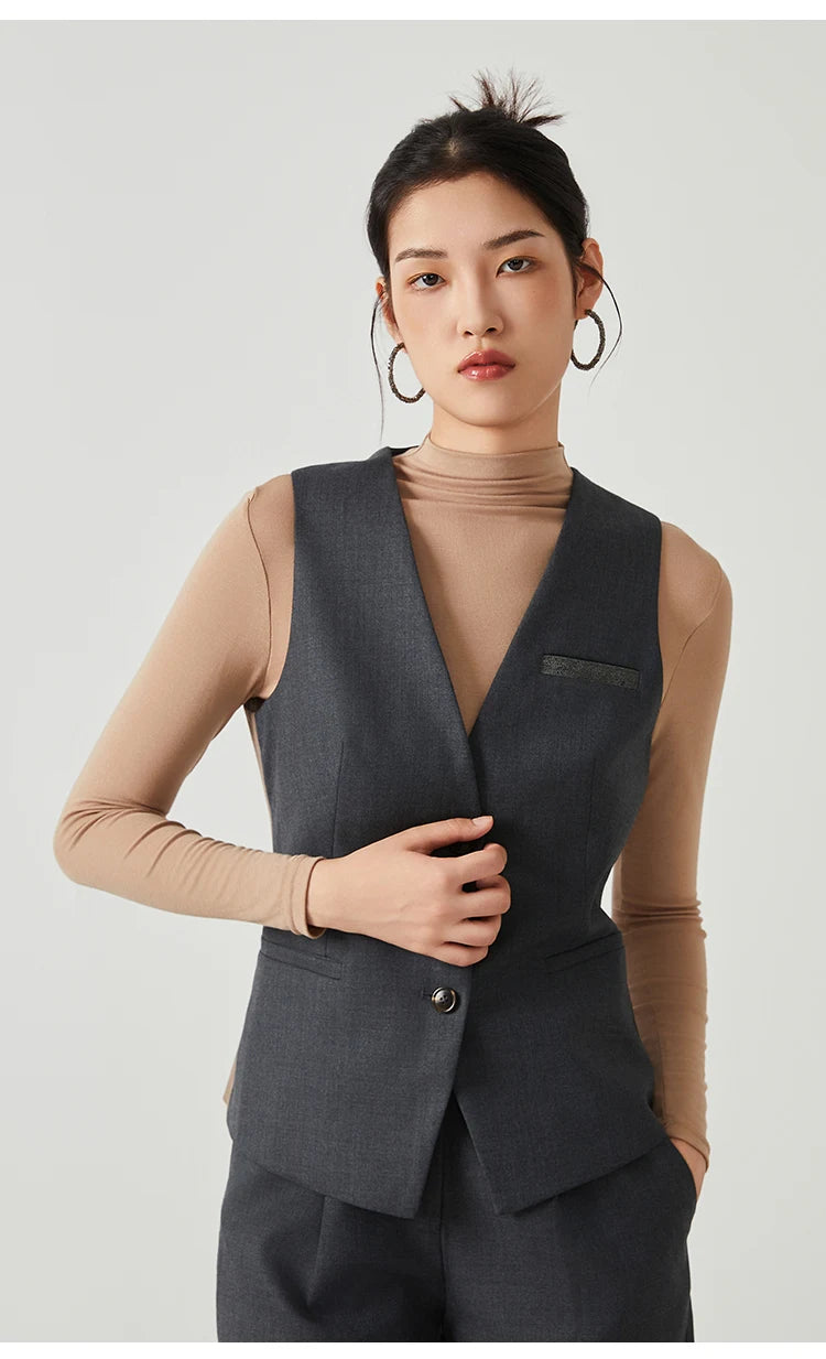 K2548W Luxury women's autumn suits vest wool office business wear formal Laidies woolen clothes