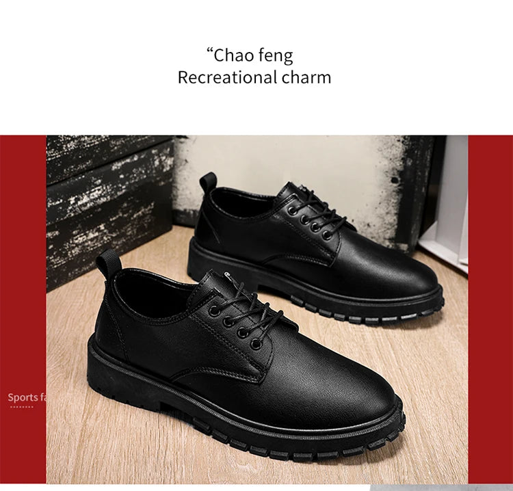 Men's Leather Shoes Casual Comfort Black Formal Oxfords For Men Lightweight Office Shoes