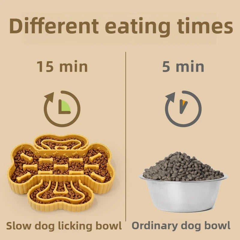 Portable TPR Dog Food Bowl Training Slow Feeder Dogs Bowl Dry Wet Separation Pet Bowls Licking Bottom Suction Cup Pets Supplies