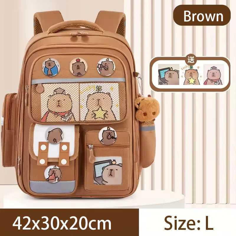 Capibara Student Schoolbag, Large-capacity Children Backpack.Girl Boy Kids Back To School Book Bags