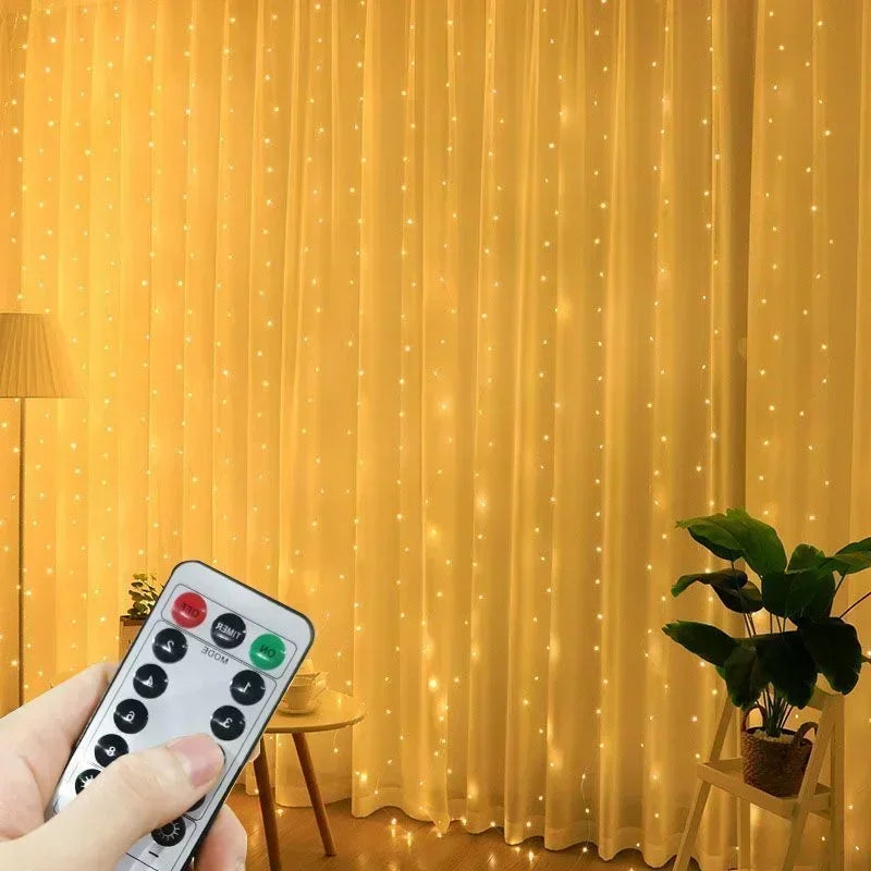 USB Plug Wedding Garland Valentine's Day Ramadan EID Mubarak Decoration for Home Curtain Lights 8 Modes LED Curtain Fairy Light