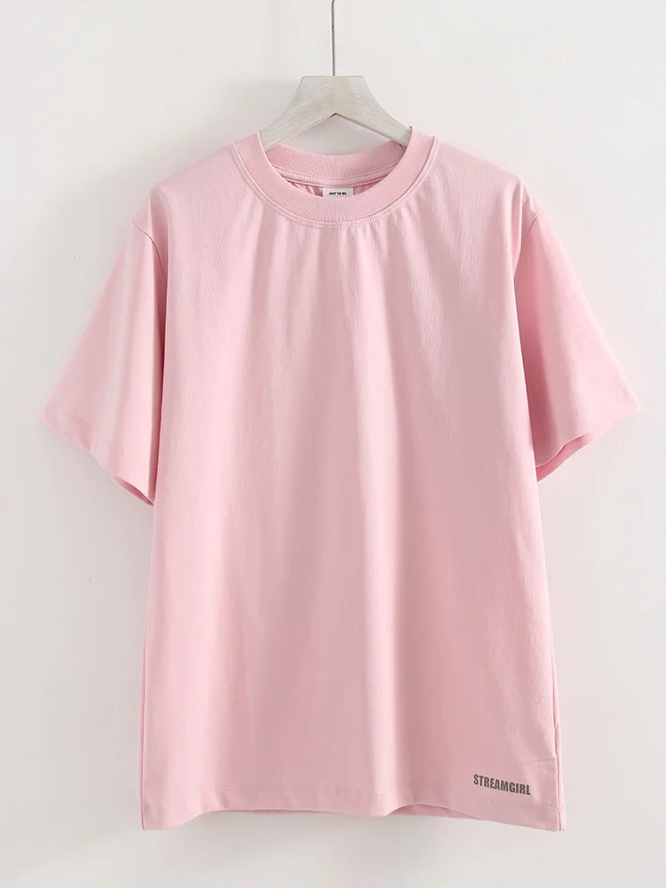 Summer Women T Shirts Oversized Cotton White Short Sleeve Baggy Tops For woman Summer Plain Loose Pink Tshirt Oversize Blue