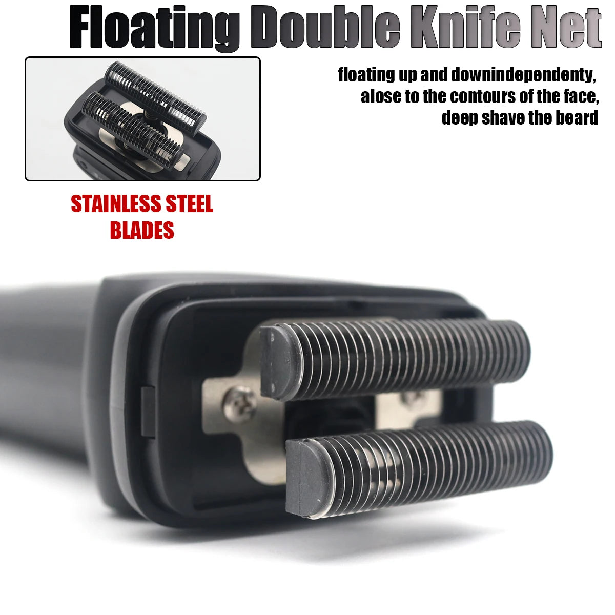 VGR V368 Beard Trimmer for Men with Double Foil Washable 9000RPM DC Motor Professional Barber Machines Shaving Machine