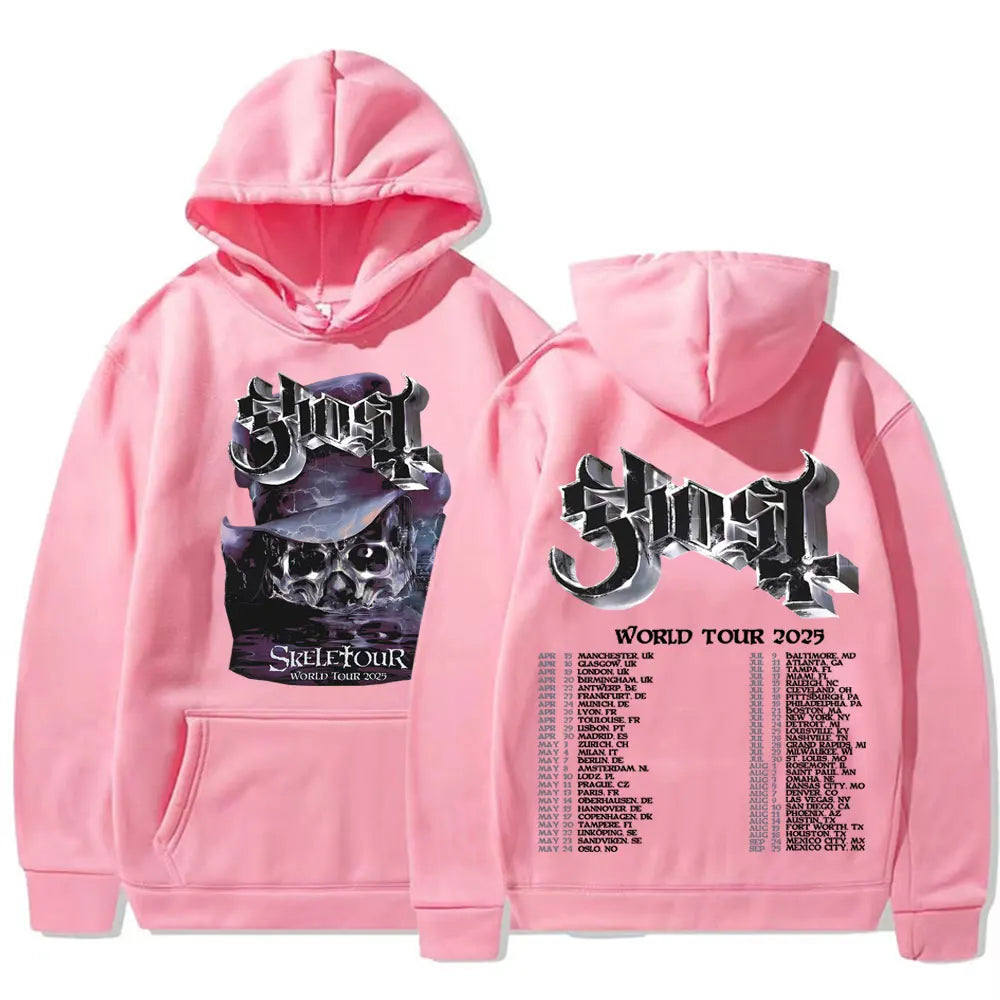 Band Ghost Skeletour World Tour 2025 Merch Hoodie Men Women Fashion Hip Hop Cool Sweatshirt High Quality Hoodies Streetwear Tops