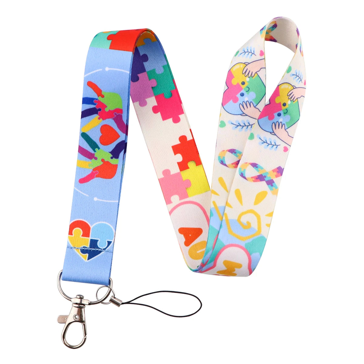 Autism Awareness Puzzle Mobile Phone Neck Strap ID Card Rope Lanyards For Card USB Badge Gym Holder Key Chain Camera Rope