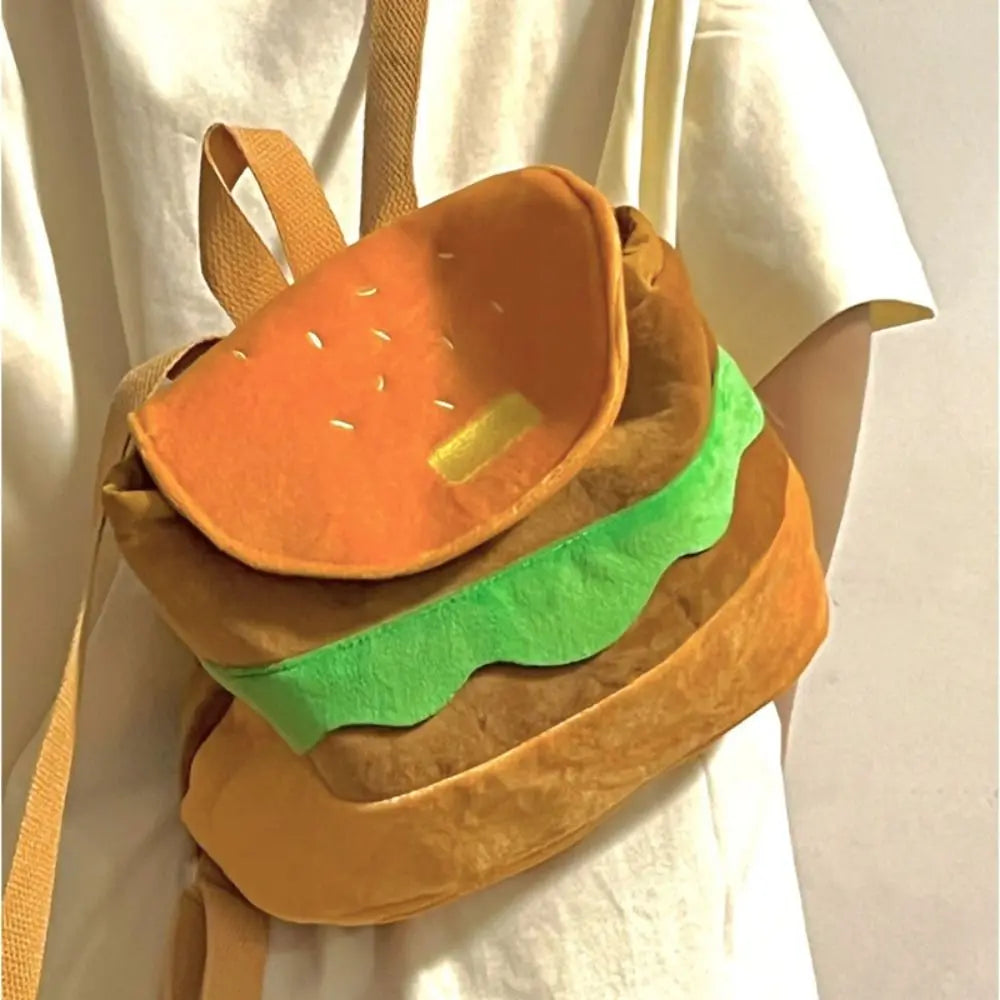 Storage Bags Girls Shoulder Bags  Coin Purse Kindergarten School Bag Cartoon Burger Bag  Pack Hamburger  Backpack