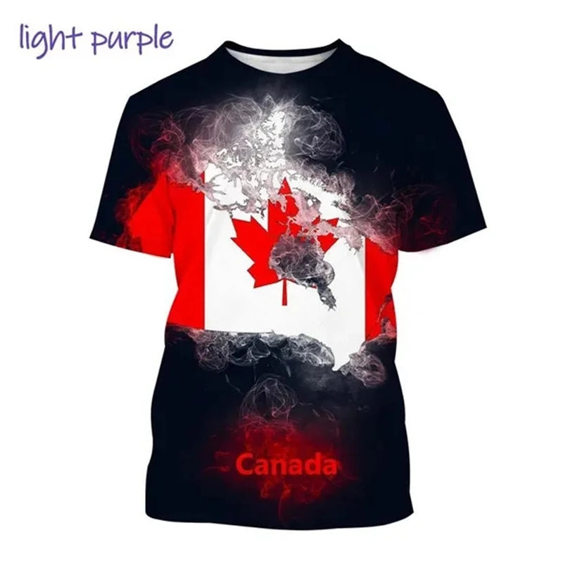 I Love Canada Flag Graphic T Shirt For Men Clothing Canadian Emblem Tee Shirts Unisex Women 3D Happy Canada Day Printing T-shirt