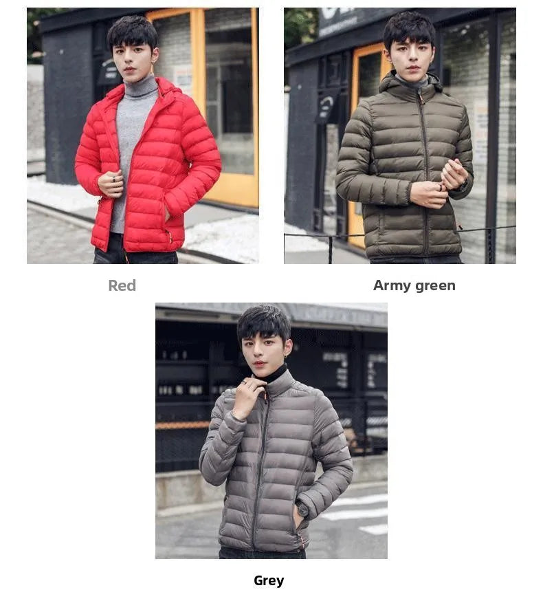 Men's Lightweight down Cotton Jaet ort Sle Casual Hooded Coat Haome Cotton Outerwear Winter New Arrival