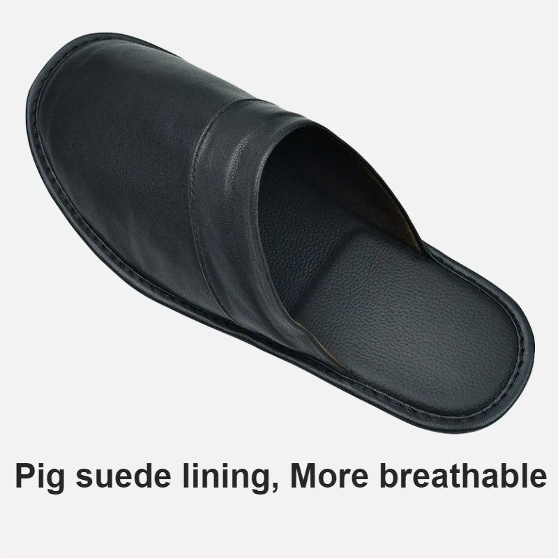 Soft Sheepskin cow Leather Slippers Homes in indoor slipper Spring Autumn men women elderly non-slip casual single shoes summer