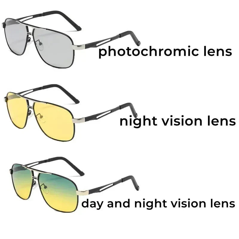 Trendy Square Polarized Photochromic Sunglasses Luxury Women Men Pilot Shades Sun Glasses Outdoor Anti-UV Driving Oculos De Sol