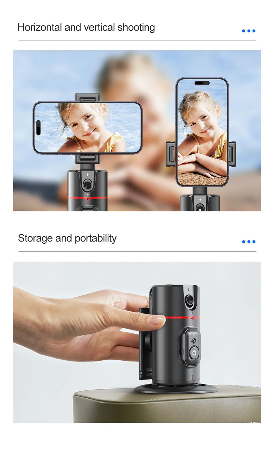 COOL DIER 2024 New 360 Rotation Gimbal Stabilizer Desktop AI Automatic Tracking gimbal With Remote shutter For Smartphone Tiktok