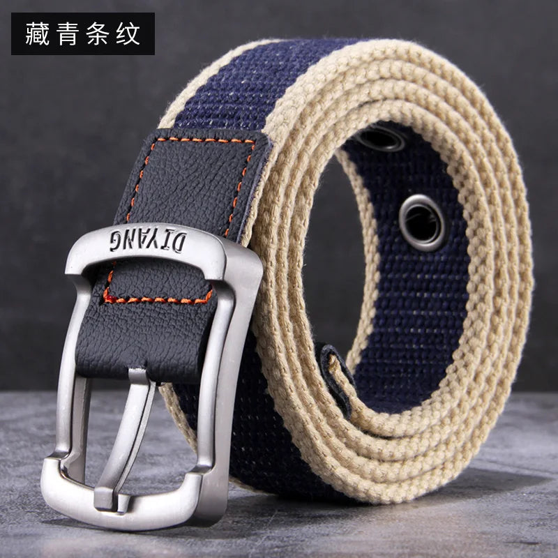 Belt, men's canvas buckle belt, casual work pants belt, young people's trend pants belt, versatile student trend fashion belt