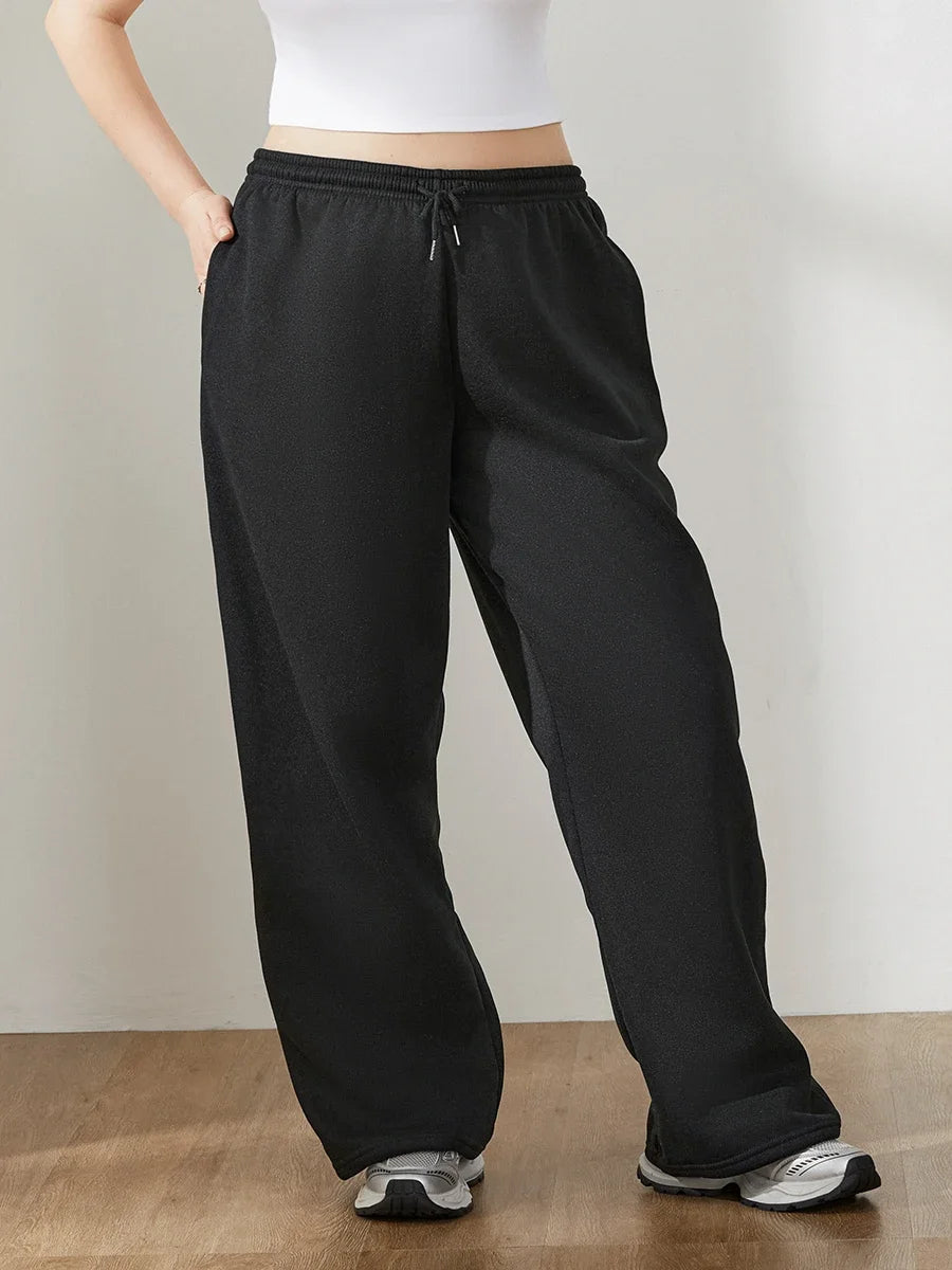 Womens Wide Leg Sweatpants Elastic High Waist Straight Legged Sweatpants Basic Baggy Comfy Jogger Sweat Pants Orange Gray Bottom