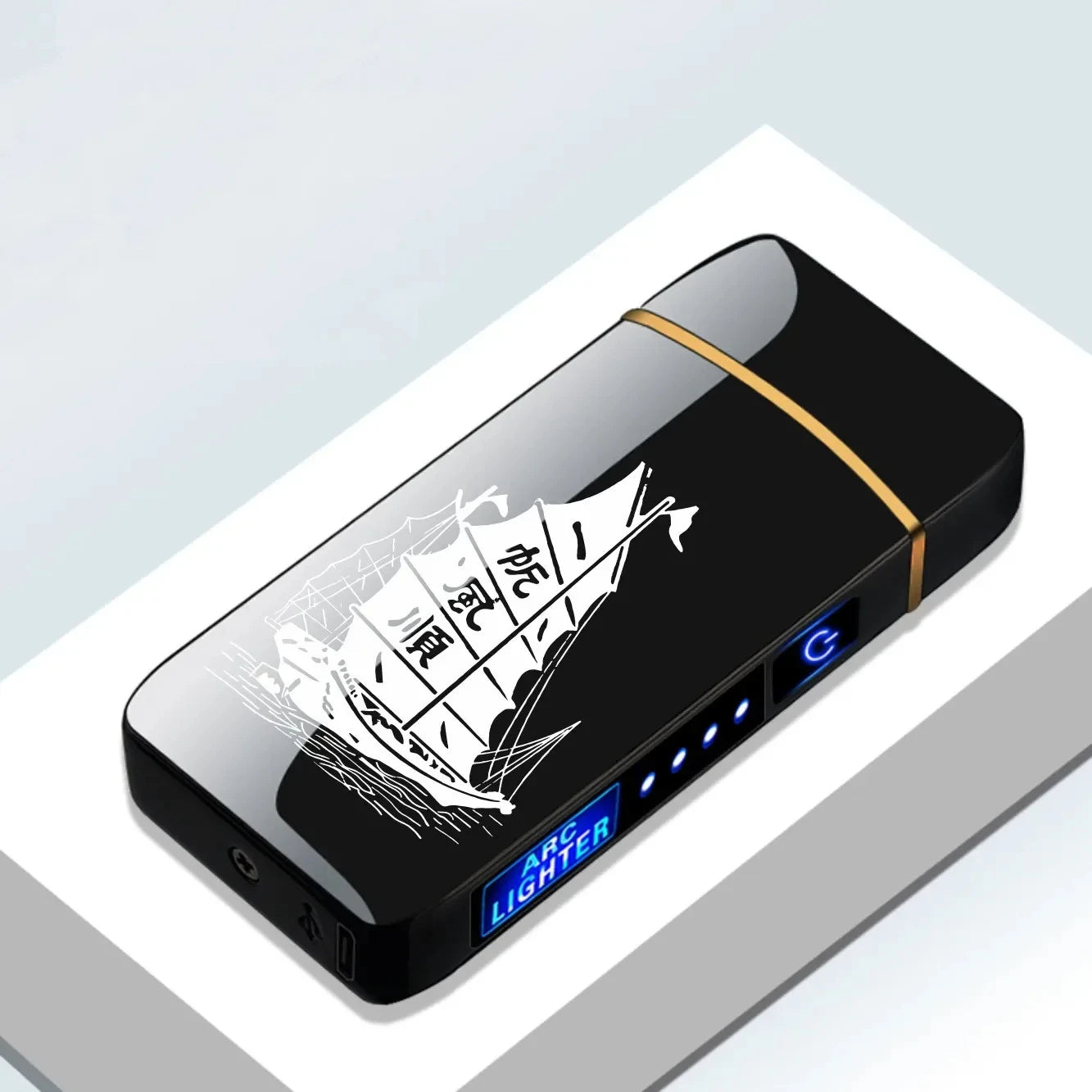 Hot Electric Windproof Metal Lighter Double Arc Plasma Flameless Rechargeable USB Lighter LED Power Display Touch Sensor Lighter