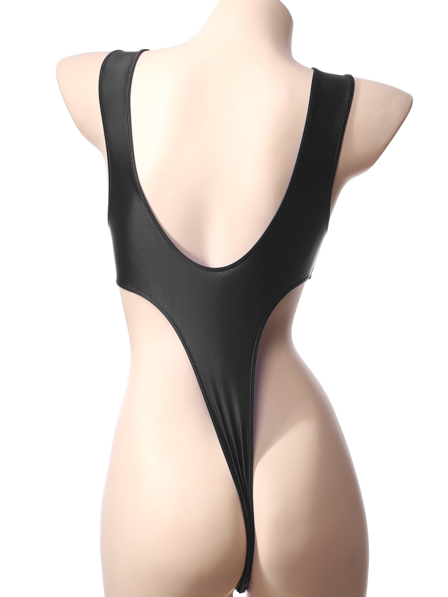 Women Bathing Suit Solid Color Swimsuit Glossy Backless High Cut Dance Yoga Bodysuit Underwear Swimwear Leotard Beachwear